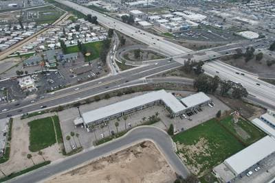 Aerial view of 2700 White Lane at the White Lane interchange with Highway 99